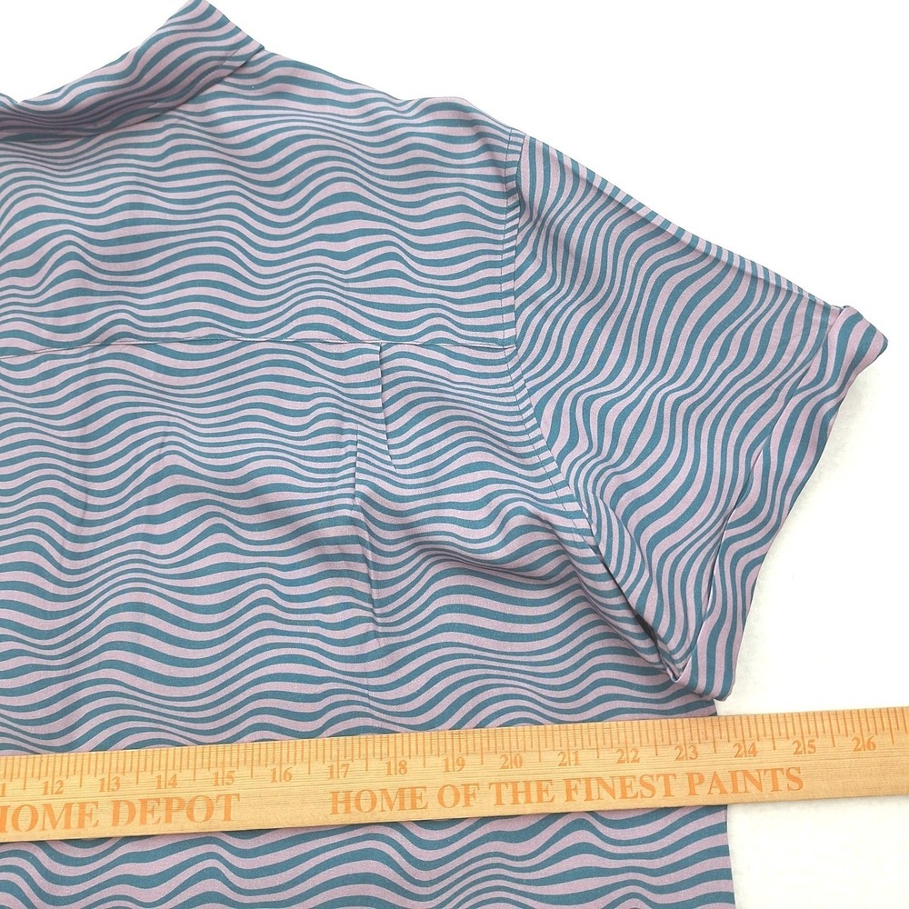 Wildfang Shirt Womens Large Empower Purple Blue Wavy Button Up - Picture 5 of 9